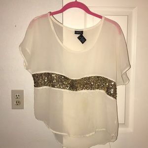 Chiffon shirt with gold sequins detail
